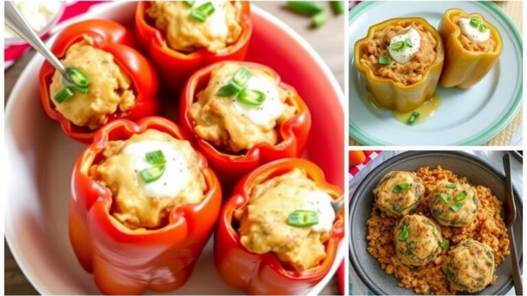 3 Stuffed Bell Pepper plates