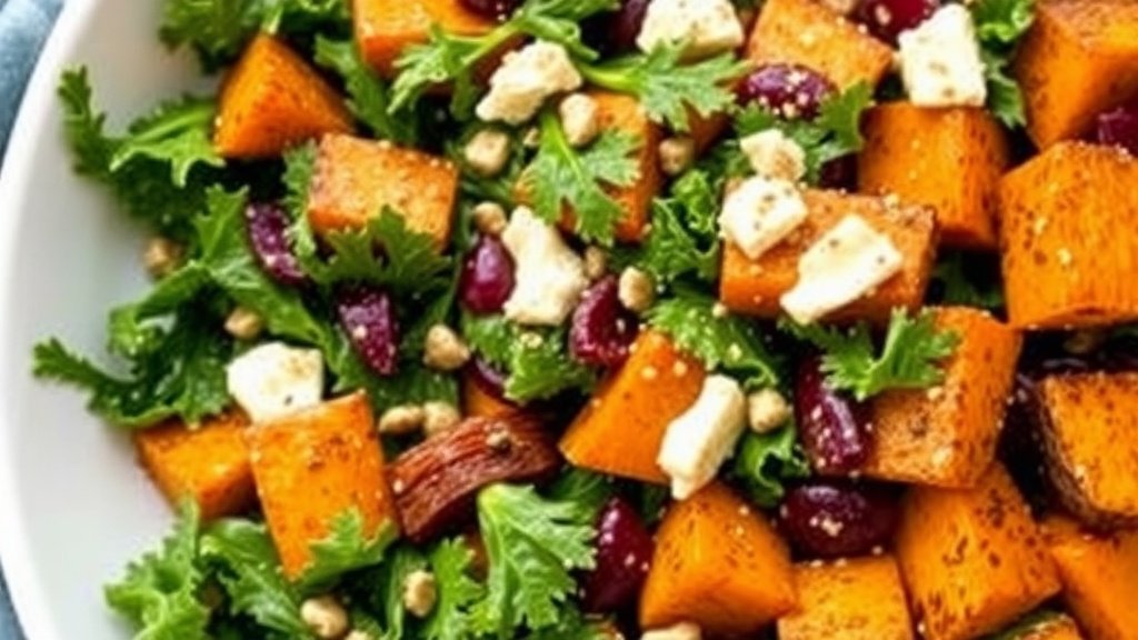 Spicy Kale Salad with Roasted Sweet Potatoes