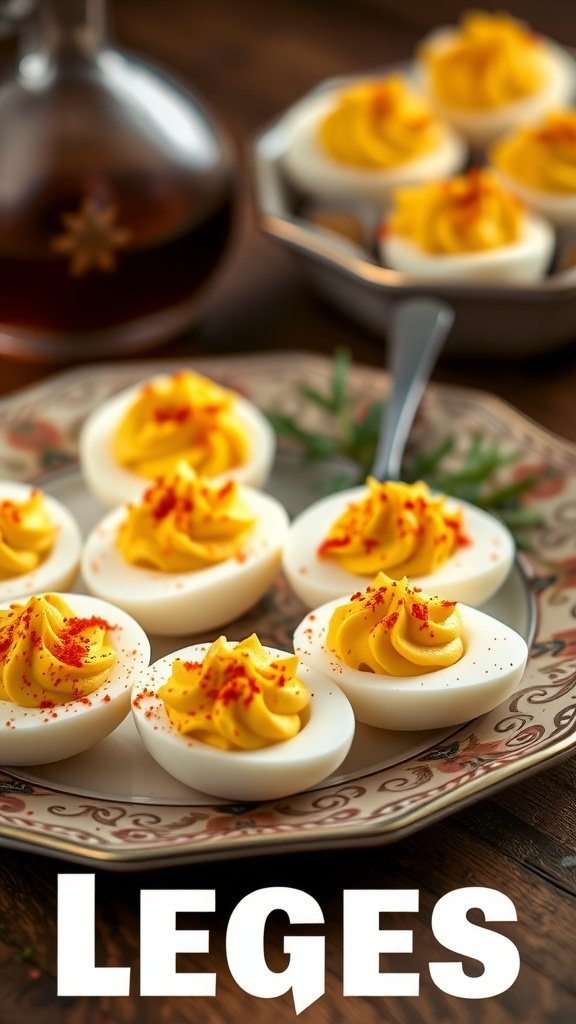 Classic Deviled Eggs with a sprinkle of paprika on top