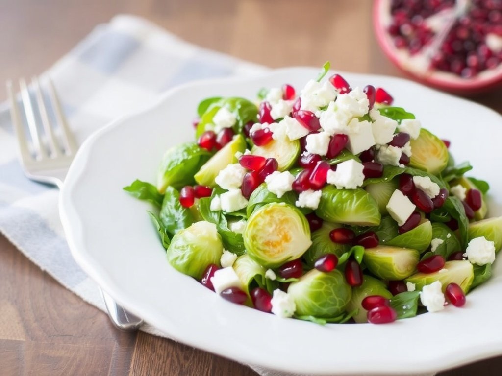 Brussels Sprouts Salad with Pomegranate and Feta